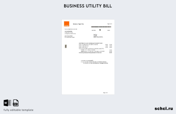 скачать цифровой шаблон счета за коммунальные услуги во Франции Orange